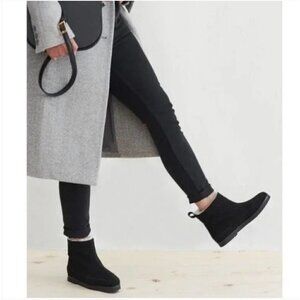 Jenni Kayne Suede Moc Shearling Lined Slip On Ankle Snow Boots Black Size 37